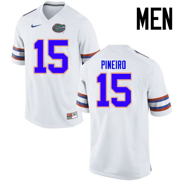 NCAA Florida Gators Eddy Pineiro Men's #15 Nike White Stitched Authentic College Football Jersey OYS5164TP